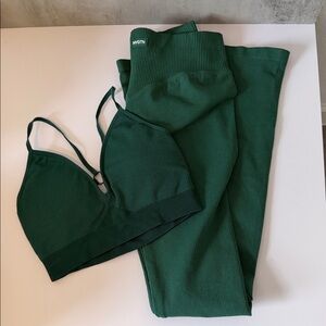 NVGTN Deep Green Ribbed Activewear Set